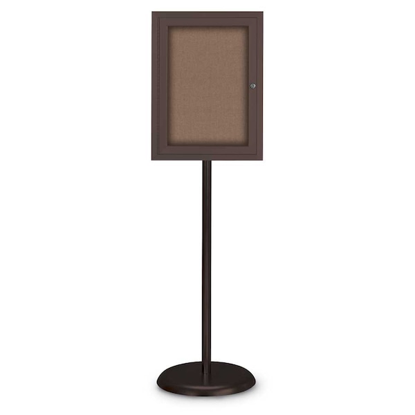 Corkboard, Double Door, Radius Frame, 42x32", Bronze/Summer Tan Forbo